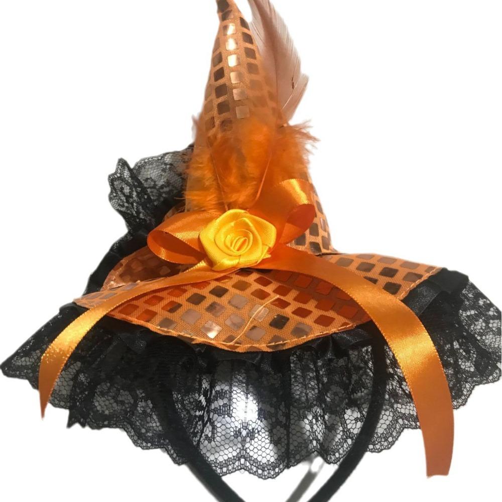 Halloween Witch Hat Headband for Halloween Costume Dress Up Party Supplies Hat Headband Lace Gloves Short Black
