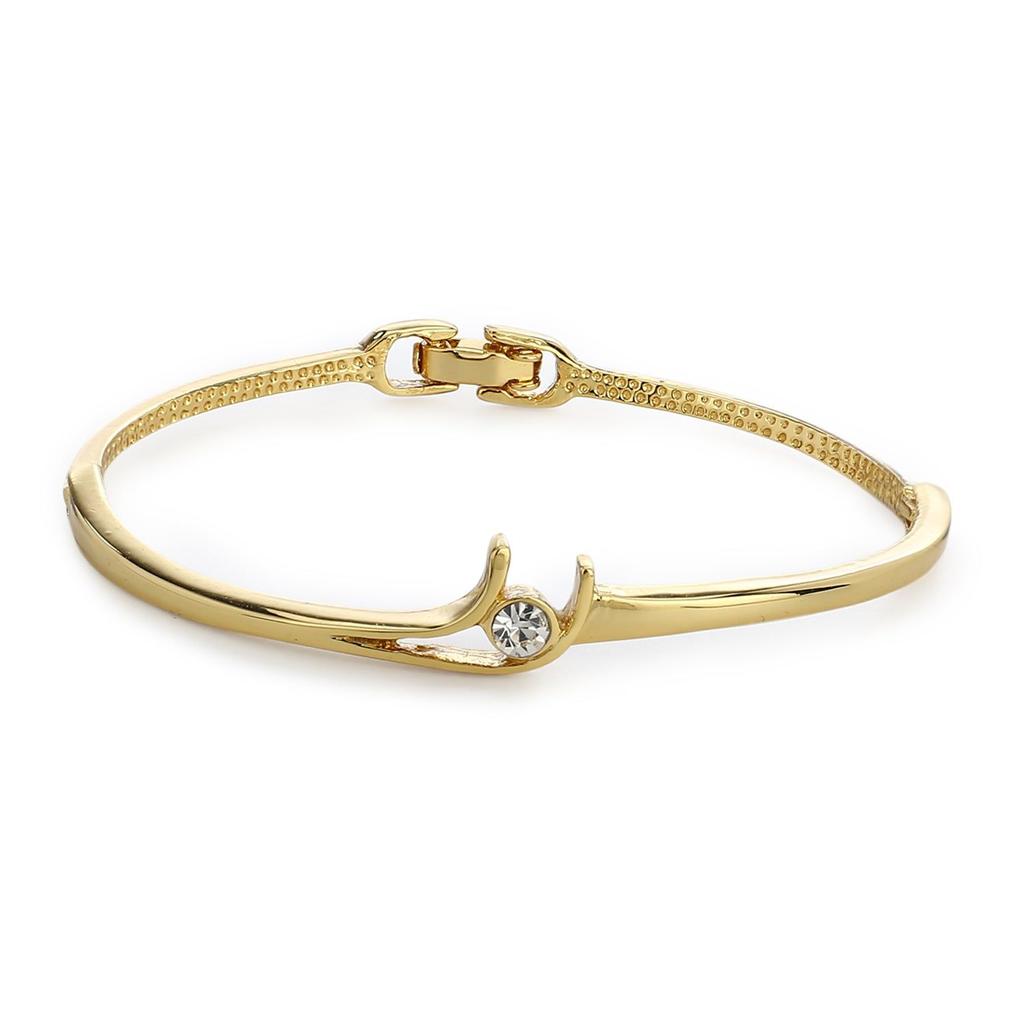 Gold Plated Women's Bracelet with White Stone