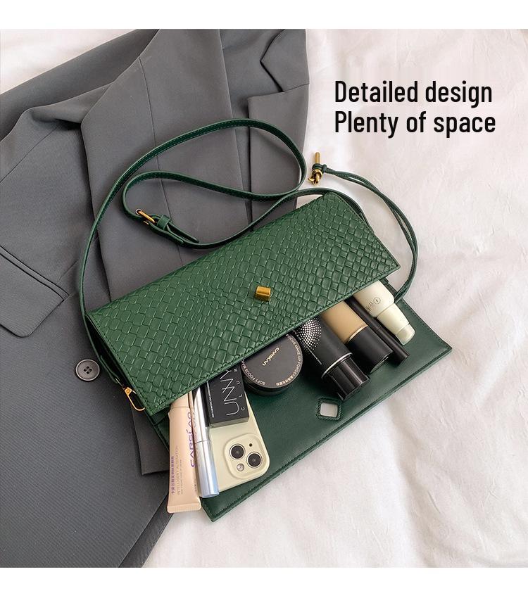 Women's Crossbody Woven Baguette Clutch - Fashionable Accordion Evening Shoulder Bag