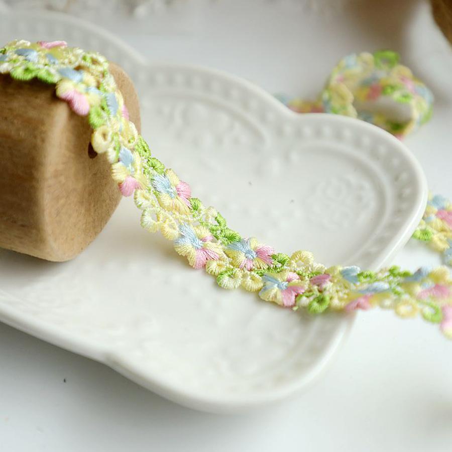 1Yard Pink Trim Crafts Flowers Embroidered Lace For Party Dress Decoration Collars Sewing