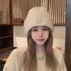 Big Head Circumference Thick Wool Hat Women's Autumn and Winter Loose Warm Pile Cold Hat Big Face Small Knitted Ear Hat