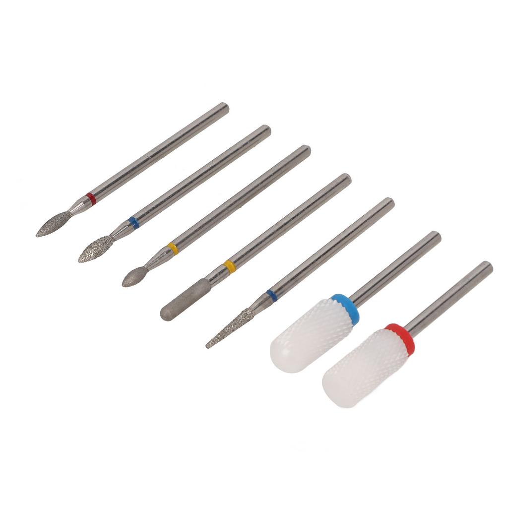 7pcs Nail Drill Bits Sets High Hardness Ceramic Tungsten Steel Nail Polish Gel Removal Manicure