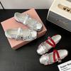 Silver Platform Single Shoes Women's 2025 Vintage Mary Jane Versatile Leather Bow Ballet Flats Women