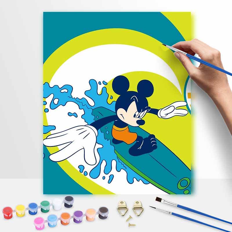 Disney Mickey Surfing Paint By Number Kit Drawing Canvas DIY Picture Home Decor Disney Art Craft For Adult Wall Art Decor Gift Set