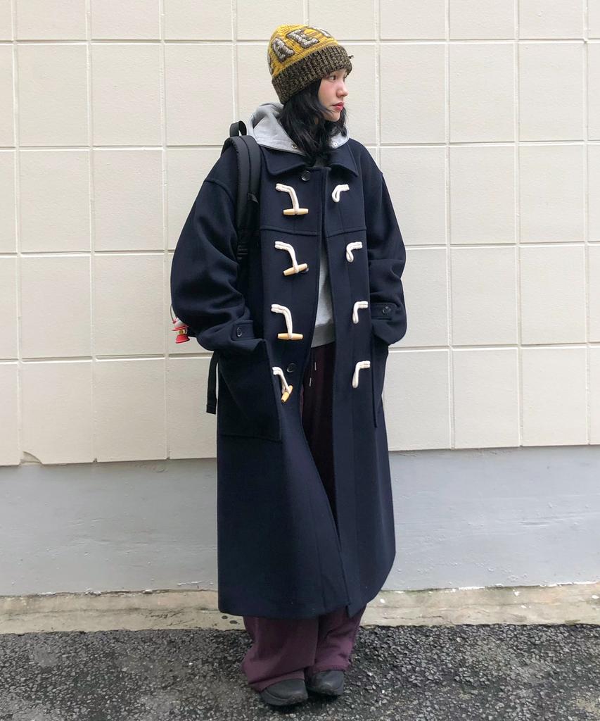 Kiimuir [Wool 80] Wool Semi-Overfit Duffle Coat_Navy