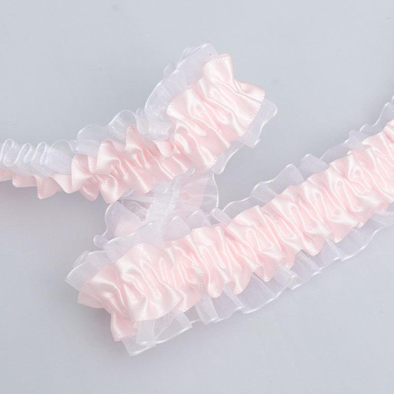 Элегантная двойная полиэстеровая эластичная лента прозрачный шифон кружево Лолита юбка аксессуары ручной работы сделай сам оборки кружева украшения для дома