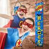 Chinco Store Hero Decorations Backdrop Porch Sign Banners Welcome Hanging Decoration for Super Fun Hero Party Wall Adornment Classroom Door Sign