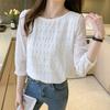 Элегантная блузка в корейском стиле для весны и лета с рукавами семь восьмых для универсальной носки