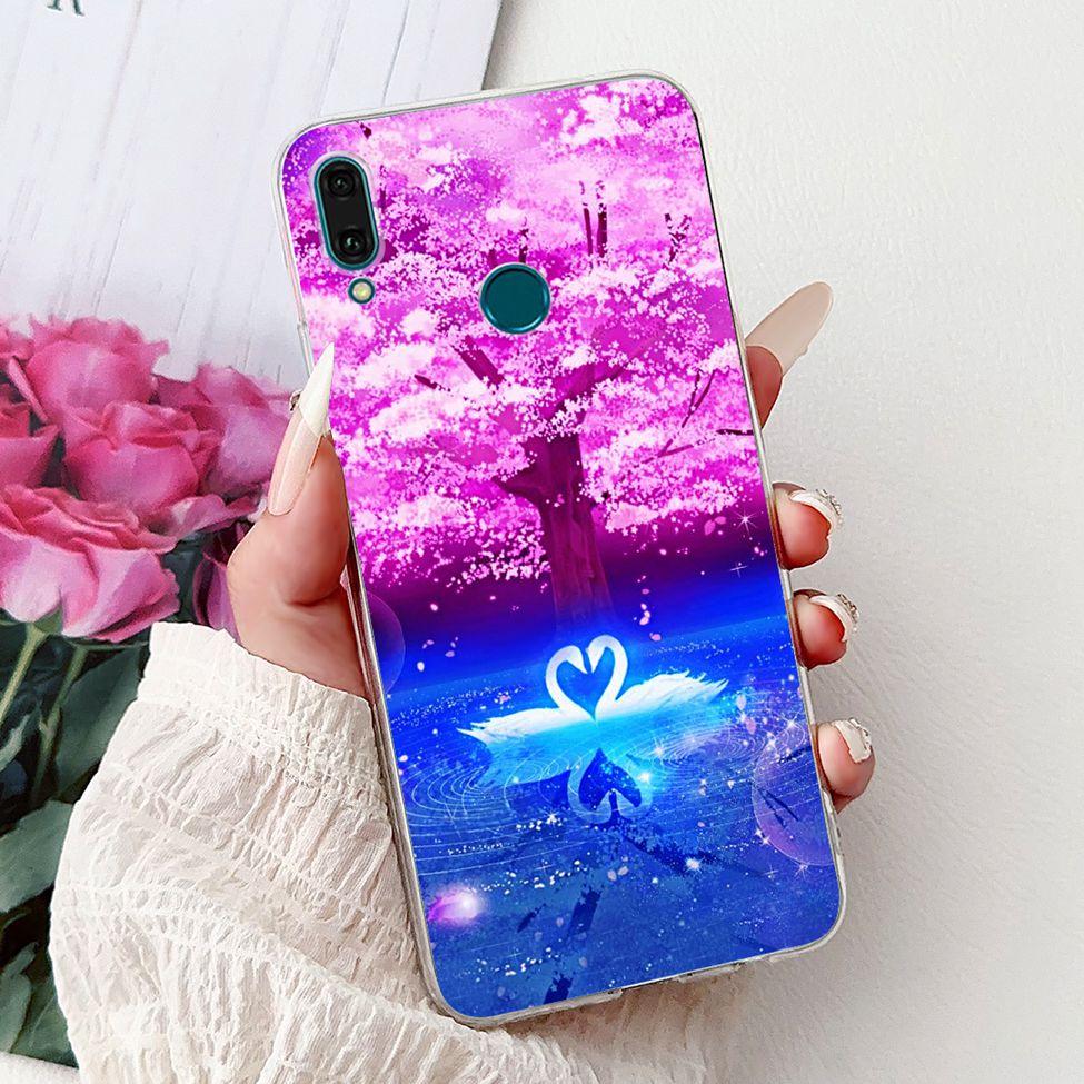 Clear For Huawei Y9 2019 Case Cover Cute Fashion Flowers Funny Cool Painted Soft Phone Case For Huawei JKM-LX1 JKM-LX2 JKM-LX3