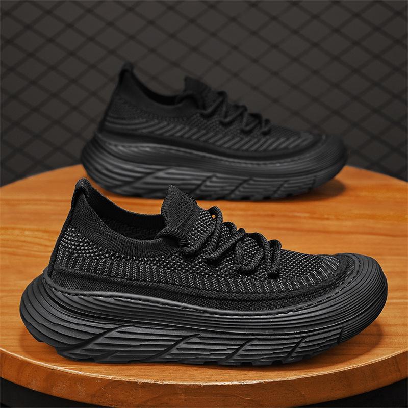 2024 Мужская европейская весенняя повседневная спортивная обувь - дышащие кроссовки без застежек на толстой подошве