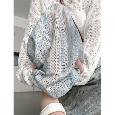 Тай-дай Полые Брюки с Широкими Штанинами Женские Летние Брюки с Высокой Посадкой Драпированные Повседневные Тонкие из Ледяного Шелка