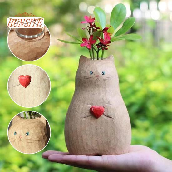 Деревянная ваза для кошек ручной работы, центральная часть стола для рукоделия из смолы