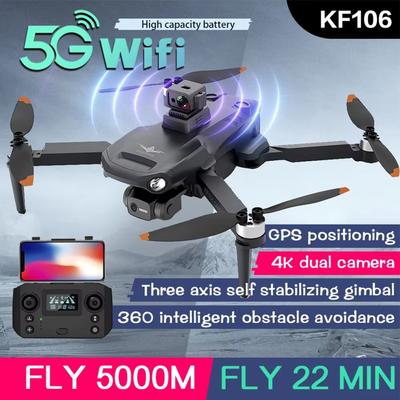 Новый дрон KF106MAX HD камера обход препятствий 3-осевой подвес 5G WiFi FPV GPS бесщеточный квадрокоптер складной пульт дистанционного управления самолет игрушка подарок