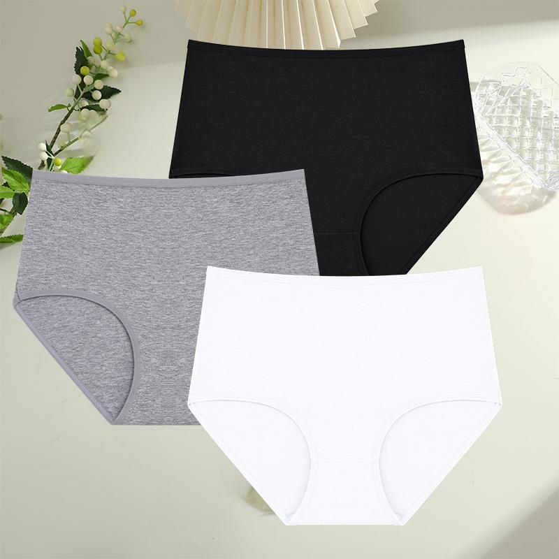 FINETOO 3 шт. Женские трусики с высокой талией, бесшовное нижнее белье из хлопка, женское дышащее сексуальное нижнее белье S-XXL, удобные трусы