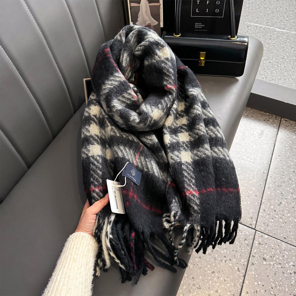 Женская утолщенная теплая шаль осень-зима клетчатая шейная шаль для мужчин и женщин шарф роскошная одежда женский кашемировый дизайнерский шарф Bufandas