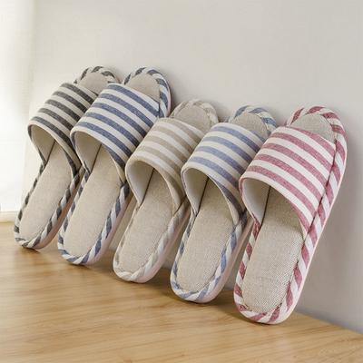 Льняные тапочки женские летние парные домашние для уборки пола с толстой подошвой для послеродового периода нескользящие хлопково-льняные домашние тапочки мужские