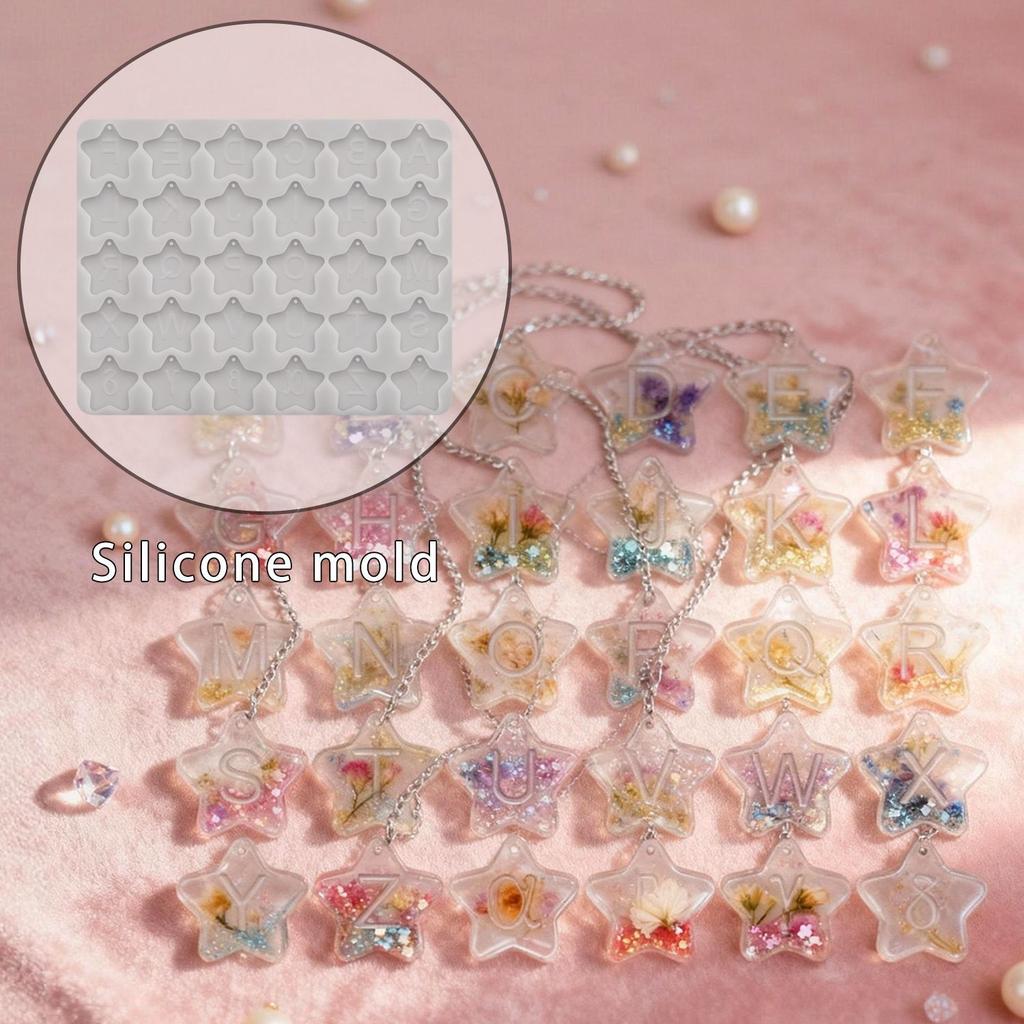 Форма из смолы для подвесок с буквами и звездами для брелоков, шармов, серег, силиконовая форма для гипса, праздничный подарок, креативный подарок