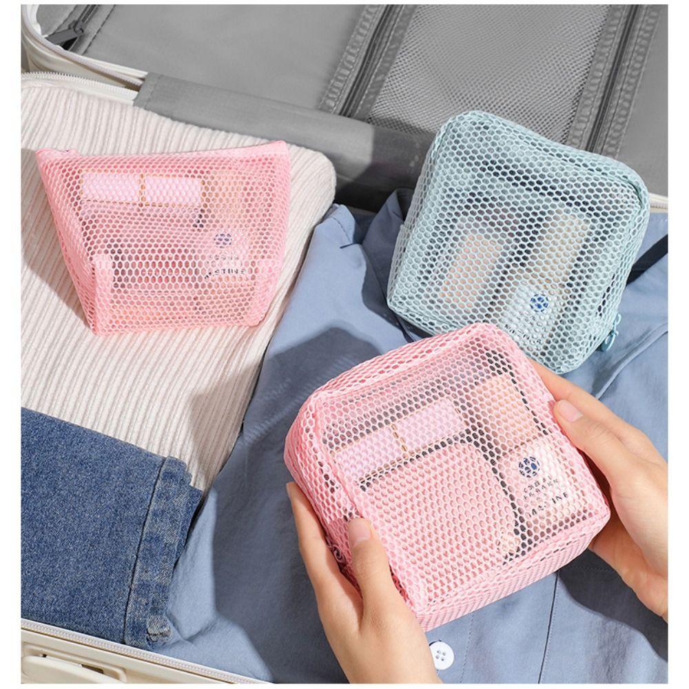Small Capacity Lipstick Key Storage Pouch Mesh Zipper Coin Purse Portable Cosmetic Bag