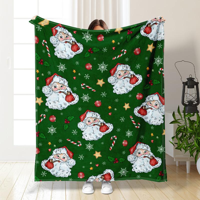 Christmas cartoon digitalprinted polyester Bedroom velvet flannel soft sofa cover blanket Fleece soft sofa cover blankets