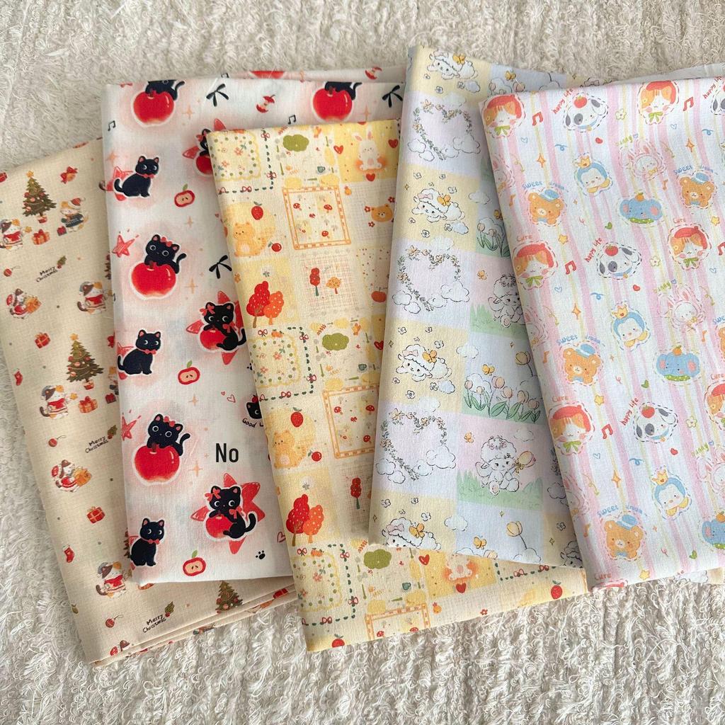 100% Cotton Digital Print Korean Style Cartoon Animal & Floral Fabric for Women's Clothing, Children's Wear, Family Outfits, Homewear & DIY Projects