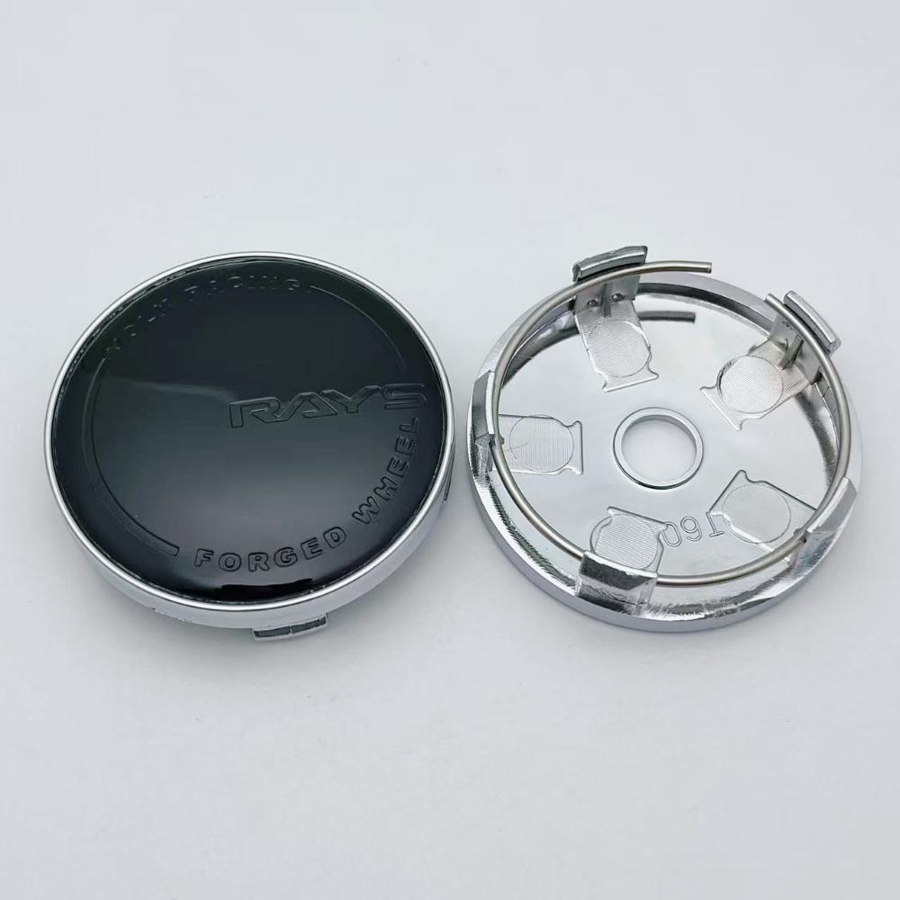 4pcs 60MM ( 56MM I.D ) Rays Logo Emblem Car Wheel Center Caps Wheel Hubcaps Auto Rim Centre Cover Black/Silver Car Accessories