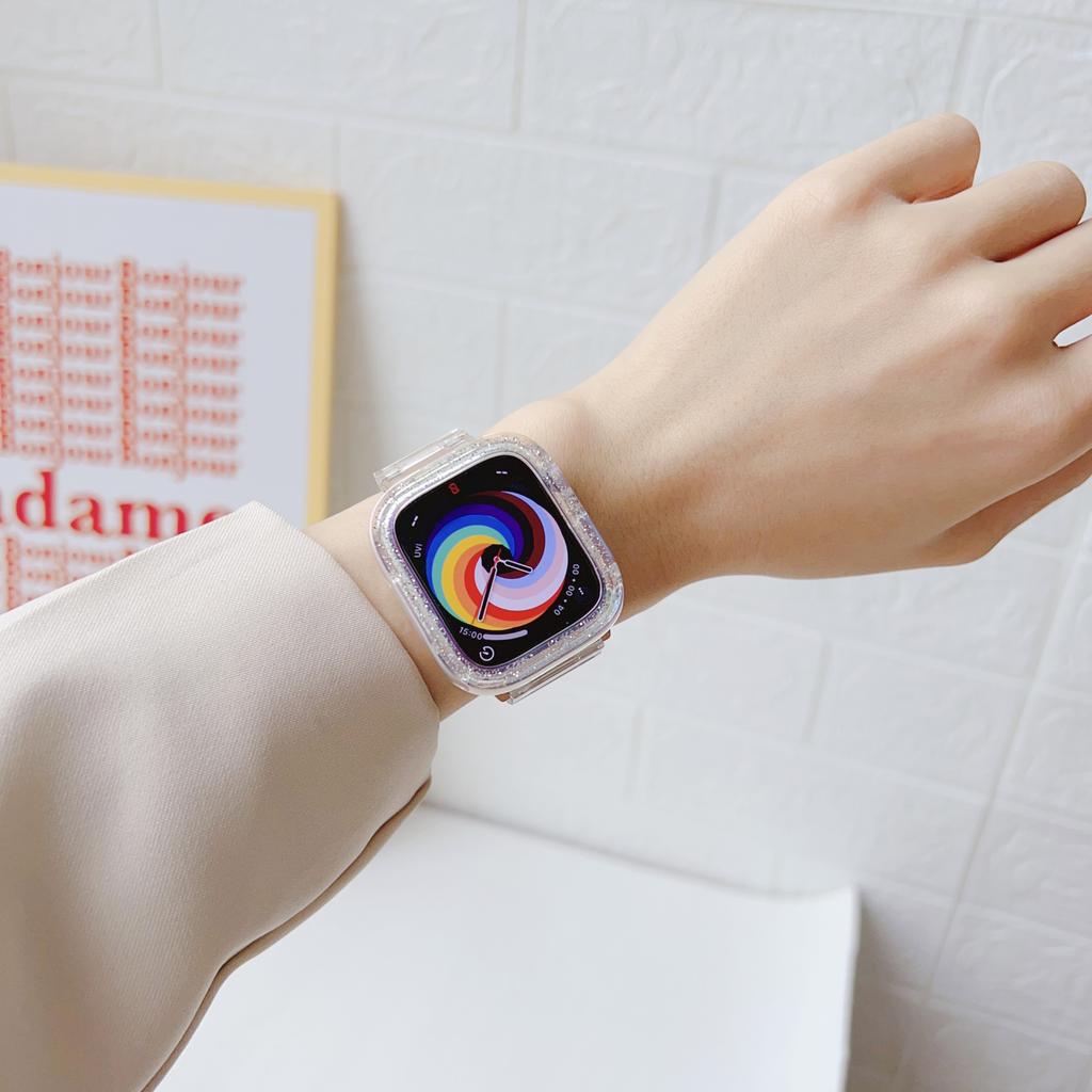 Glitter Clear Case For Apple Watch Series Ultra2 9 8 7 5 6 SE Ultra Bling Bumper Protect Cover For iWatch 41 45 49 44 40 42 38mm