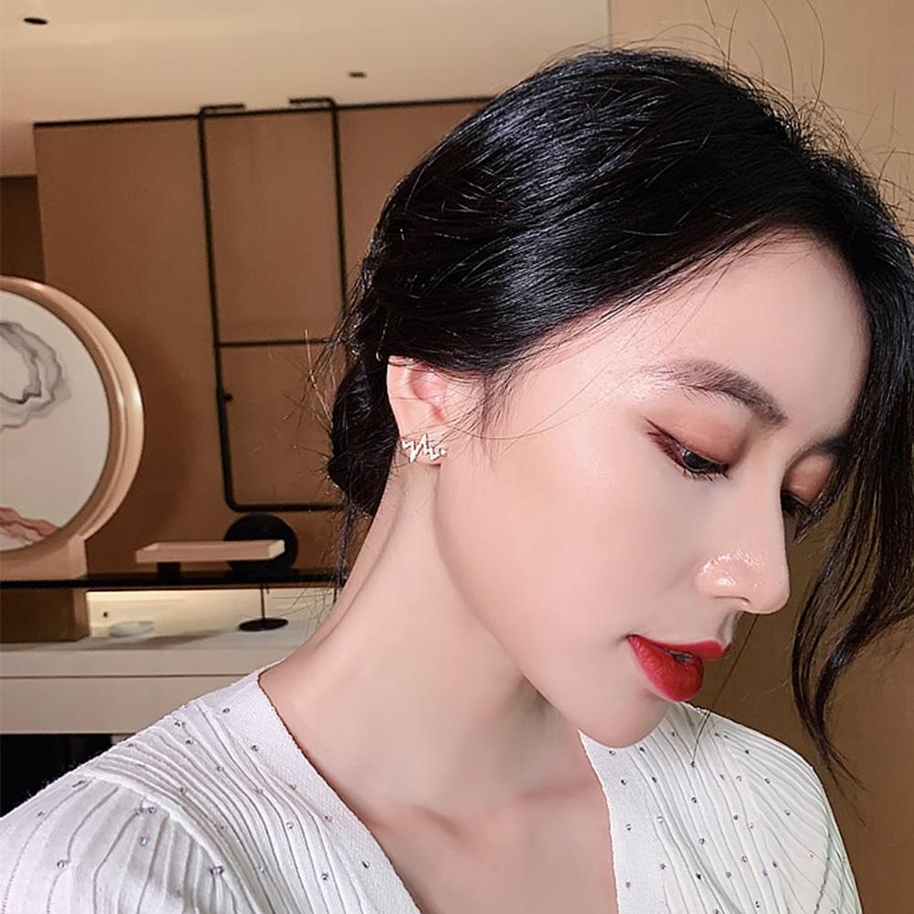 Accessories Female Zircon Fashion Creative Women's Jewelry Stud Earrings Heartbeat Earrings Heart