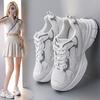 Premium Breathable Mesh Dad Shoes Girl 2025 Spring and Autumn Thick-soled Lightweight Sports Shoes Versatile Silver Casual Shoes