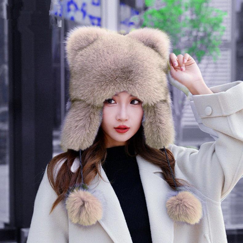 Енотовые наушники Енотовый мех Плюшевые шапки Осенние и зимние шапки для мужчин и женщин