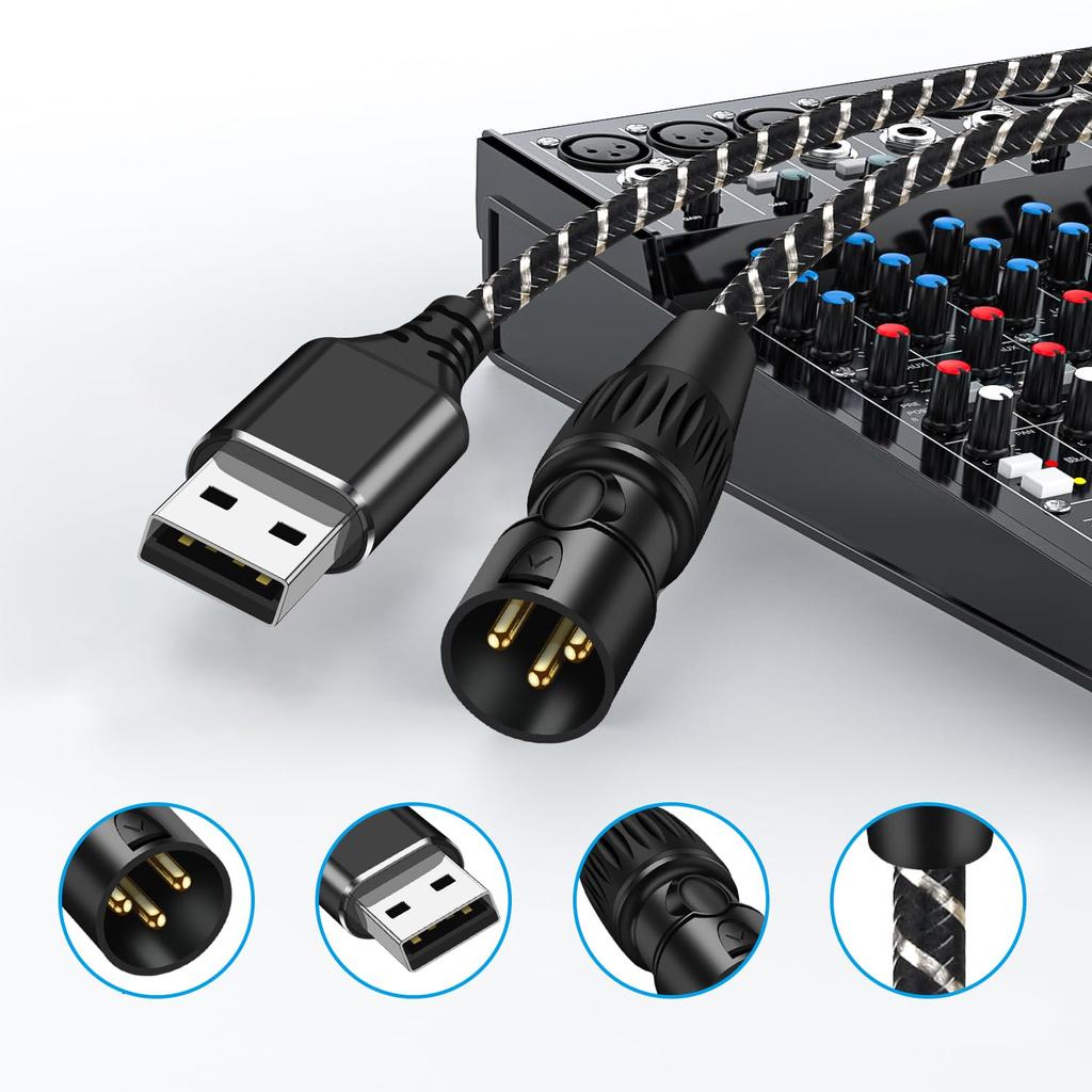 Кабель-конвертер USB XLR Audio 3M XLR Male в USB Audio USB A в XLR Male выходной стереокабель Совместим с адаптером настольного микшера, Windows, ПК,