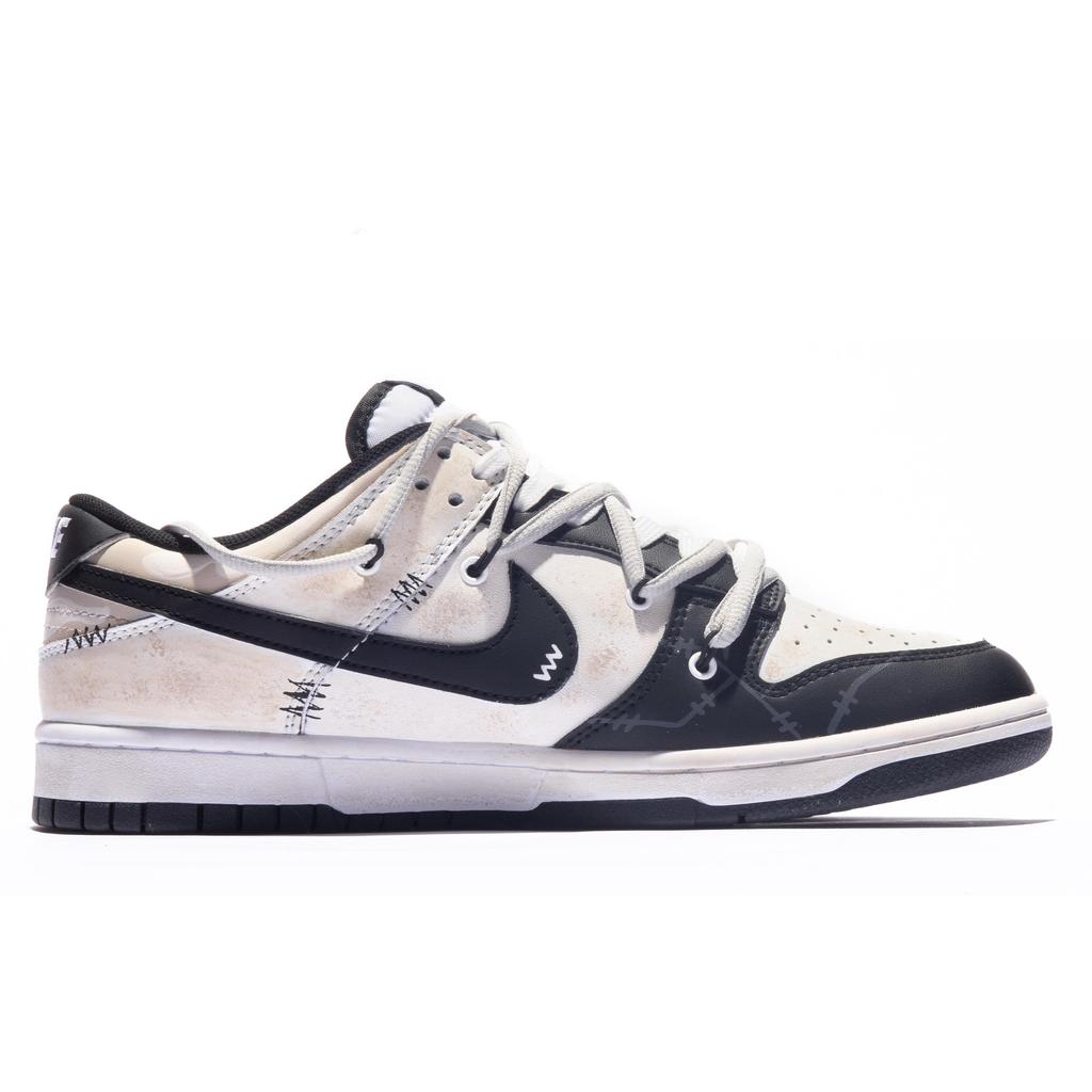 Nike Кроссовки Dunk Кожаные Нескользящие Износостойкие Низкие Скейтбордические Мужские Бежевые Белые Черные DD1391-100(КомандаМ-С-КОРОБКА)