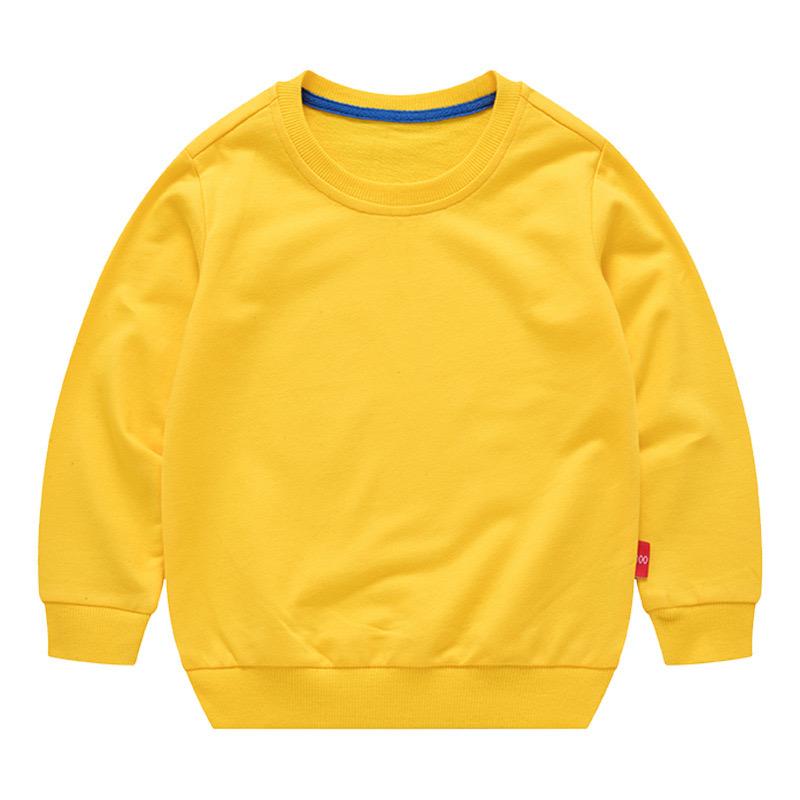 Spring Children's Cotton sweatshirt Boy and Girl Casual Solid Plain Hoodies Tops 3-10 Years Kids Long Sleeve T-shirt Cltohes