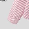 INCERUN Spring Men Lapel Long Sleeve Striped Shirts Casual Baggy Tops