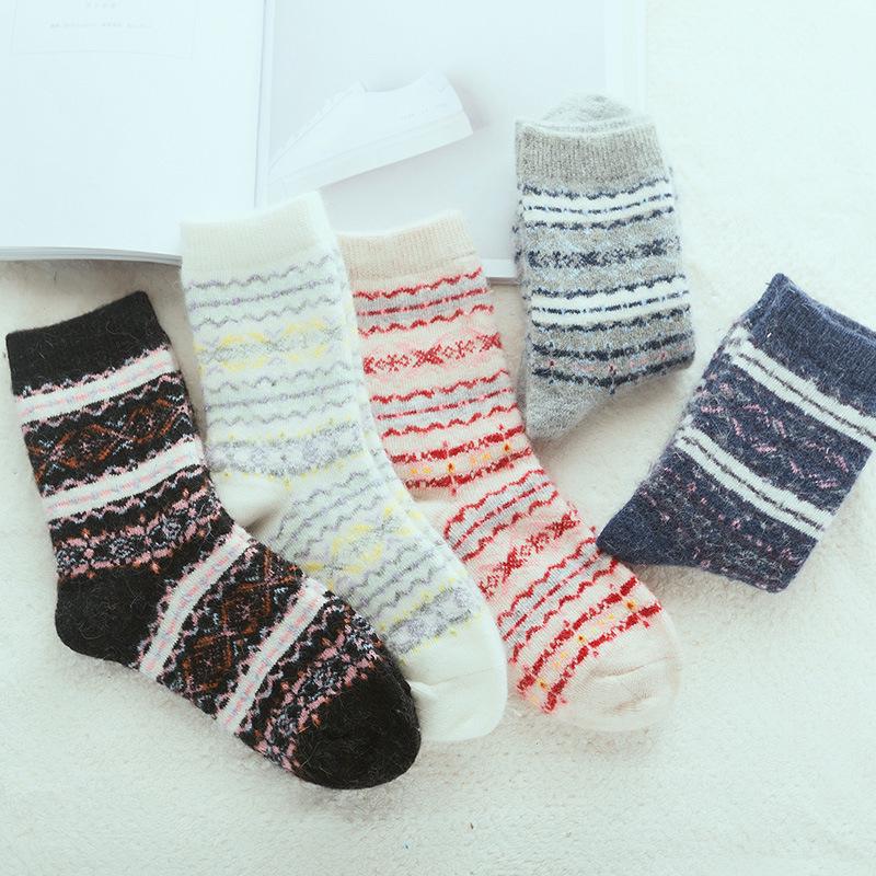 Женские носки, толстые носки из шерсти ангольского кролика, мериносовой шерсти, женские зимние носки, носки Christma, Calcetines