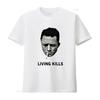 Футболка Albert Camus Living Kills Классический крой Хлопок с классным принтом курящего человека и цитатой Living Kills винтажная Стирка