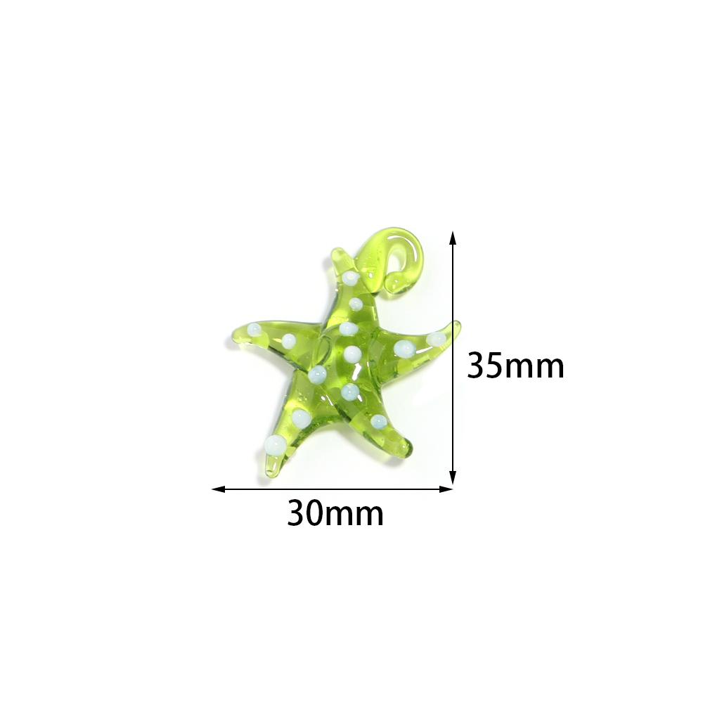 1Pcs 30x35mm Colorful Lampwork Pendant White Dot Pattern Starfish Shape Cute Pendant For DIY Craft Jewelry Necklace Gift Making
