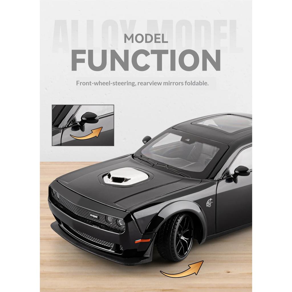 1/18 Dodge Hellcat Большой Масштаб Металлический Литой Модель Автомобиля Hellcat с Имитацией Звука Запуска, Коллекционное Украшение, Подарок на День Рождения для Мальчиков