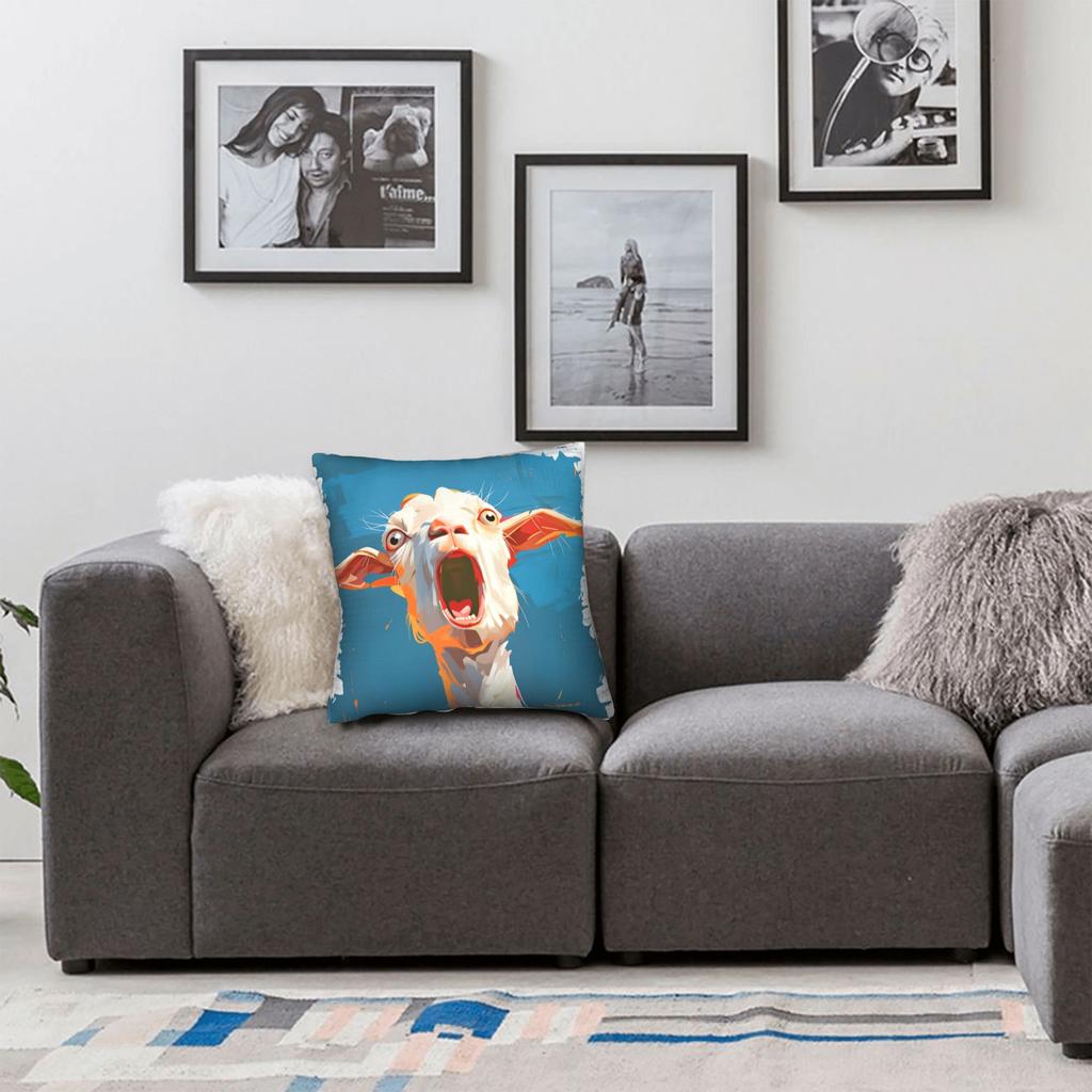Screaming Goat Funny Meme Pillowcases Retro Trendy Pillow Case For Living Room Sofa Comfy Pillow Cover