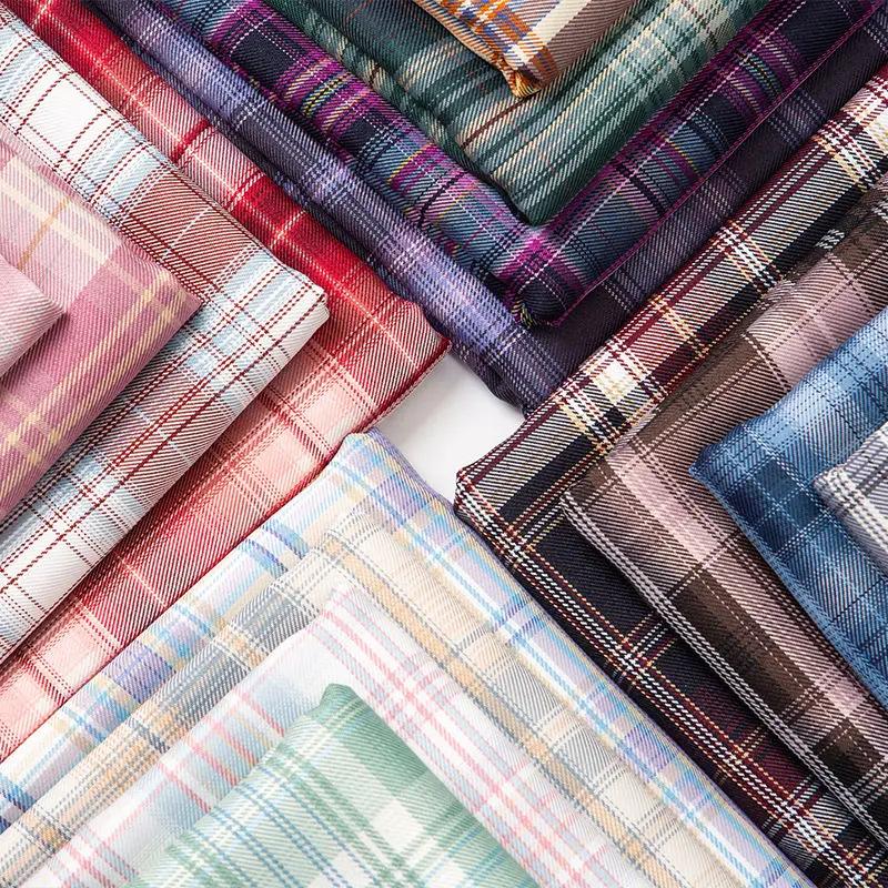 Летняя клетчатая ткань тонкая непрозрачная на метр для одежды для формы JK платьев аксессуаров для волос DIY швейная ткань текстиль сине-зеленый