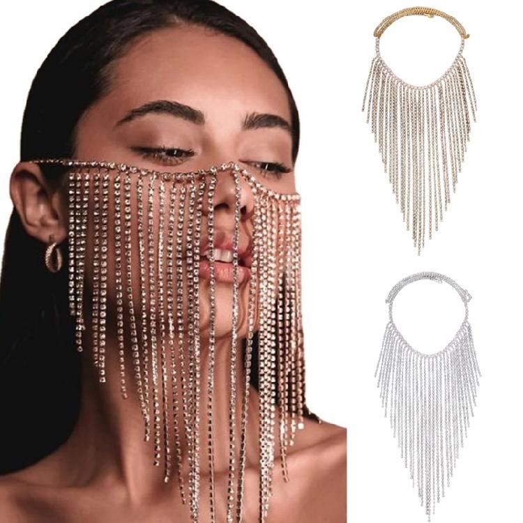 Винтажная цепочка на лицо Blingbling цепочка для маски Свадебное украшение на голову Сверкающий кристалл