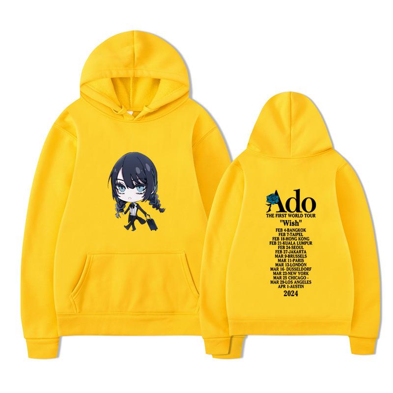 Ado Wish Мерч Первый Мировой Тур Япония Певец Crewne Мужское Худи Винтажный Унисекс Пуловер Графическое Худи Топы Одежда
