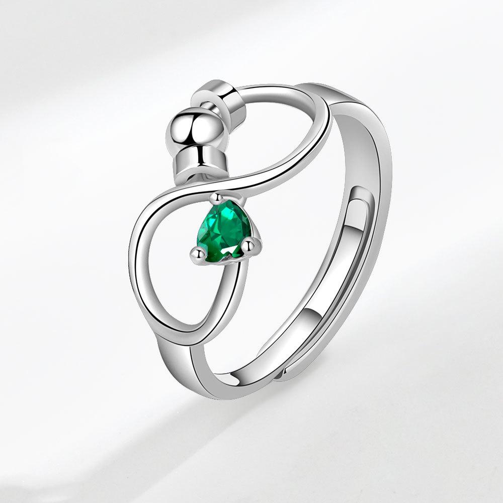 Minimalist Rotating Birthstone Zircon Ring For Women Stress Relief Anti Anxiety Personality Jewelry Gift