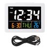 Color Large Screen LCD Electronic Desk Alarm Clock with Temperature Date Display  Less Than Br More Than (White )