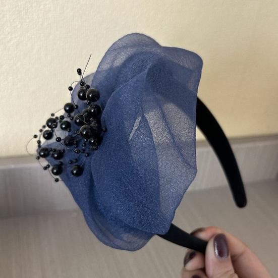 Ретро Повязка на голову Женская Свадебное украшение для головы Бусины Сетка Декор Увеличенная Повязка для волос Французский стиль Выпускной Вечер EMA