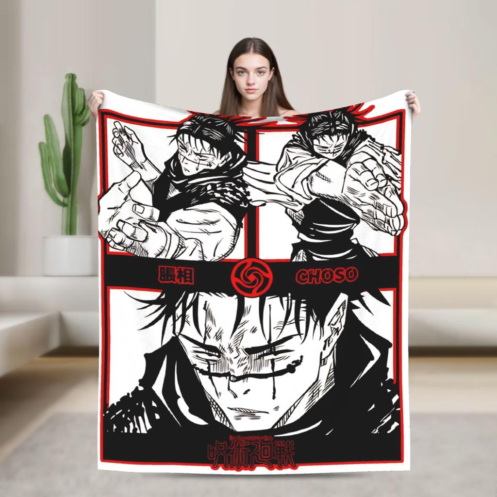 Choso Flannel Throw Blankets Kaisens Anime Blankets for Bed Couch Super Soft Bedding Throws