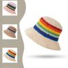 Women's Summer Travel Sun Protection Sun Hat Reba Same Japanese Ins Rainbow Straw Hat Beach Straw Woven Fisherman's Hat