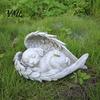 Sleeping Pet Memorials Memorial Statue with Angel Wings, Dog/Cat Durable Resin Gifts for Cats Sculpture, Weather Resistant Commemorative Ornament