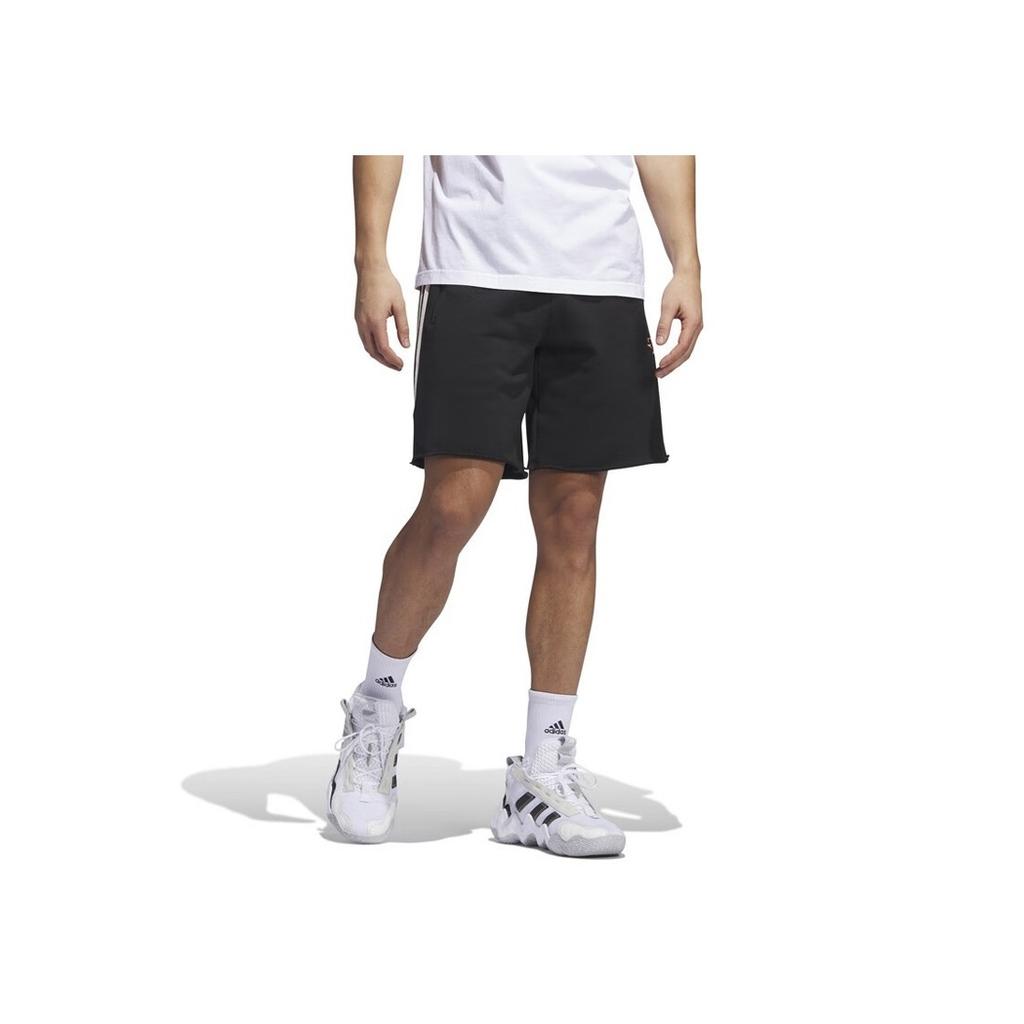Adidas Мужские спортивные шорты прямого кроя со средней посадкой в полоску, черные IL1614