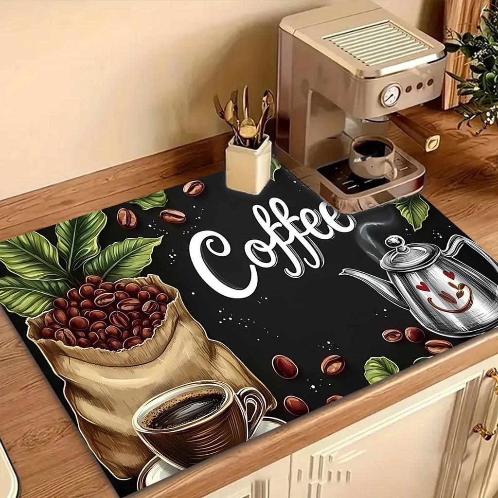 Коврик для кофемашины Водонепроницаемый дренажный коврик Нескользящие коврики для сушки посуды для кухни Быстросохнущая подставка под столовые приборы для стола