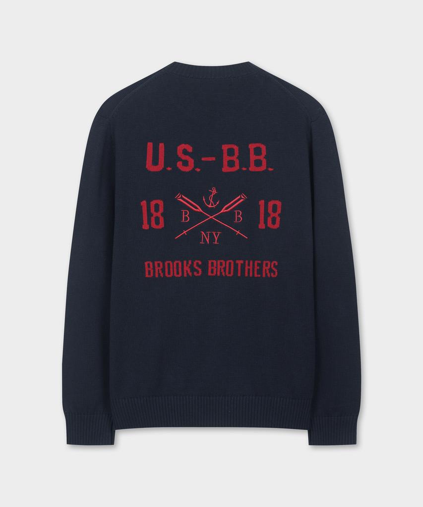 BROOKS BROTHERS [Heritage] Lettering Pullover Sweater (Navy) (Bbwrmhg151)